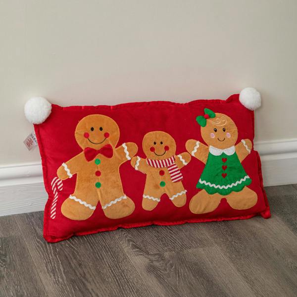 Samuel Alexander 30cm x 55cm Gingerbread Family Christmas Decorative Cushion