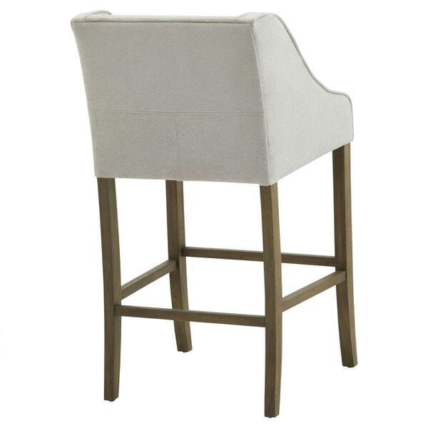 Wyld Haus Perugia Modern Upholstered Bar Stool with Rustic Wooden Legs