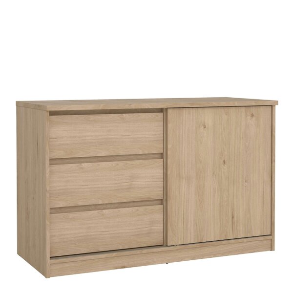 Wyld Haus Budapest Natural Oak Effect Wood Storage Unit 1 Door 3 Drawers