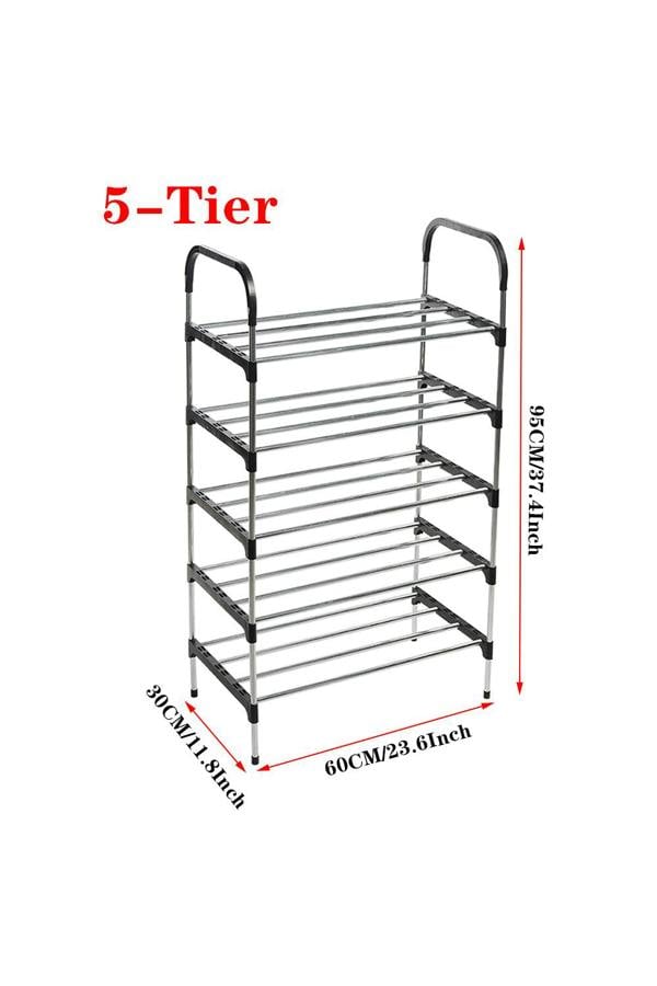Living and Home 5 Tiers Shoe Rack Organizer Stainless Steel Stackable Space Saving Shoes Shelf