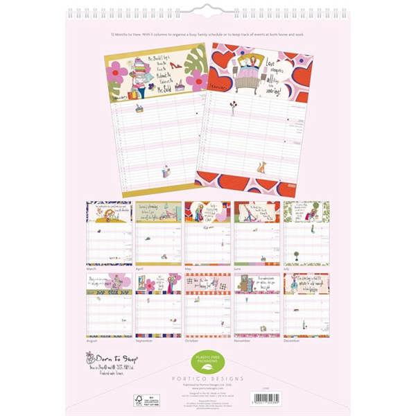 Born To Shop A3 Family Organiser 2027, Family Planners, Month To View, Humour, Gift