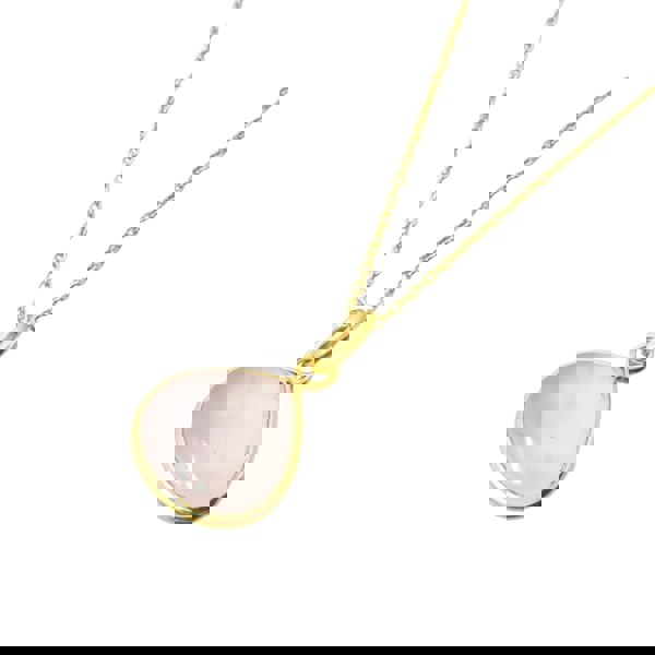 18ct Gold Vermeil Plated Rose Quartz Pendant Necklace