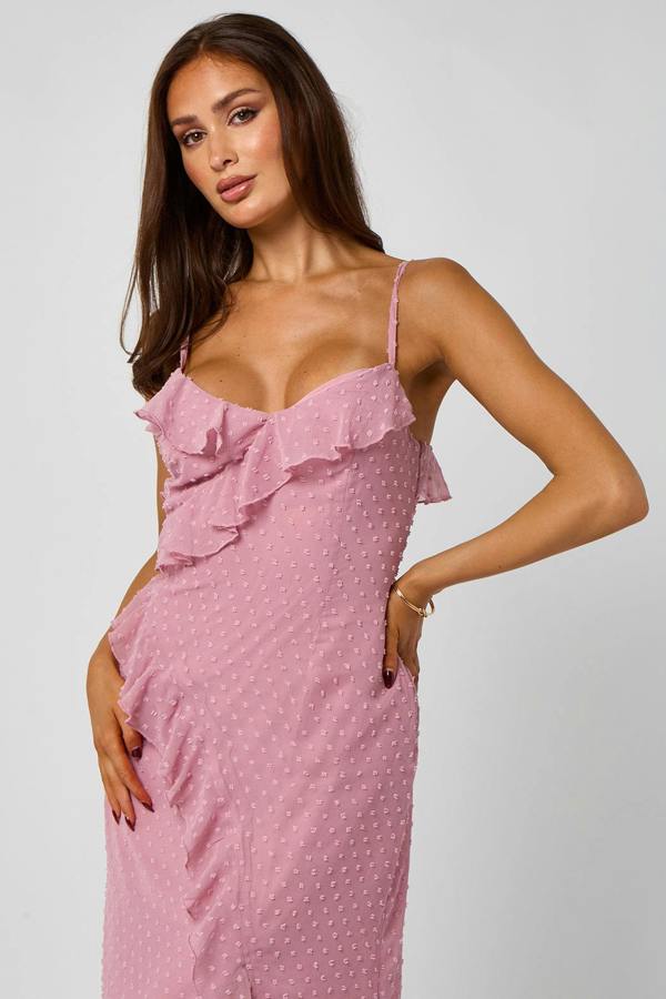 Urban Bliss Dobby Maxi Dress with Ruffles