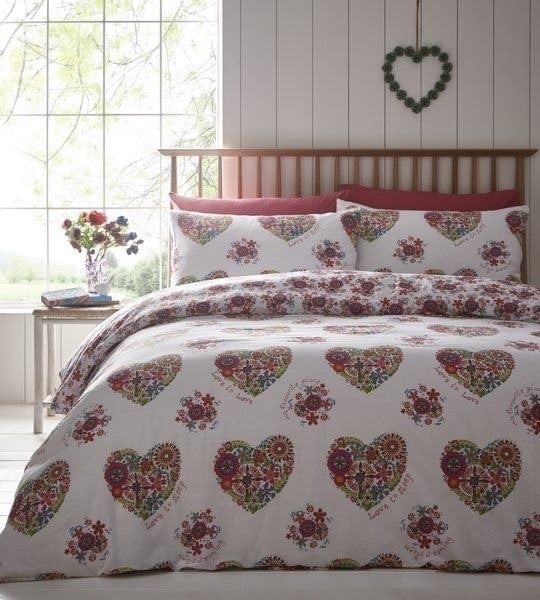 Portfolio Home Lovejoy Hearts Floral Reversible Duvet Cover Set