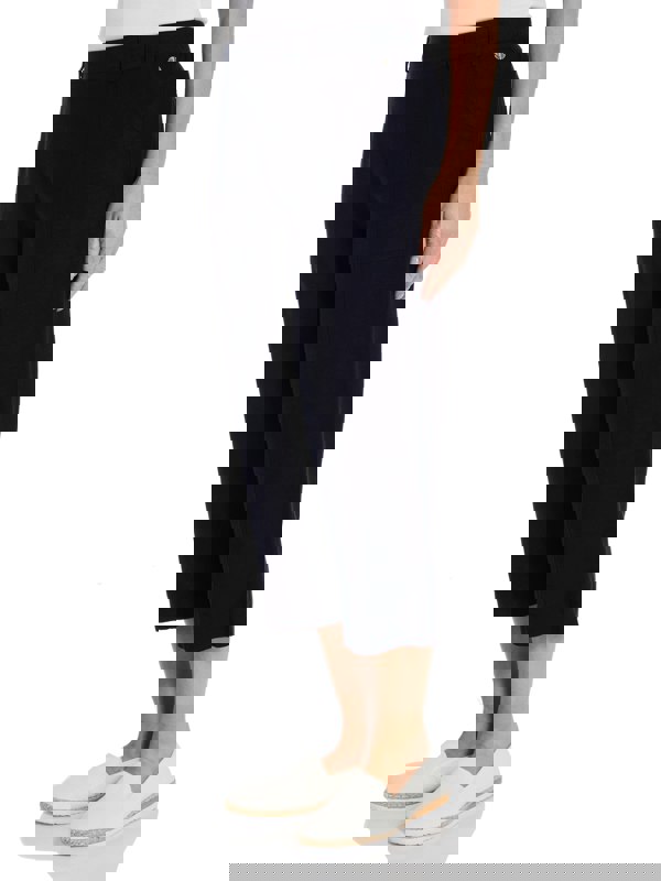 PennyPlain Navy Linen Blend Cropped Trousers