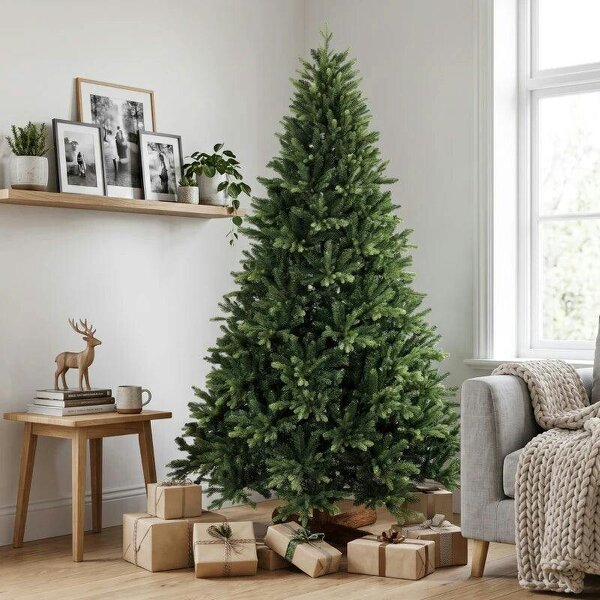 Bobobiy Artificial Christmas Tree, Hinged Xmas Tree with 3834 PE & PVC Branch Tips, 7ft, Green