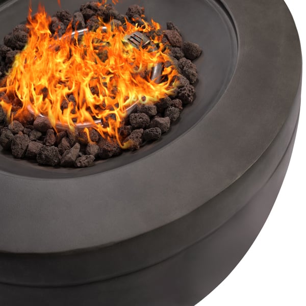 MDA Designs TABITI Dark Grey Gas Fire Pit for Garden & Patio - Luxurious Eco-Stone Finish Outdoor Heater Fire Pit