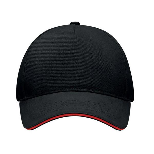 MidOcean Singa 5 Panel Baseball Cap - Black/Red - 