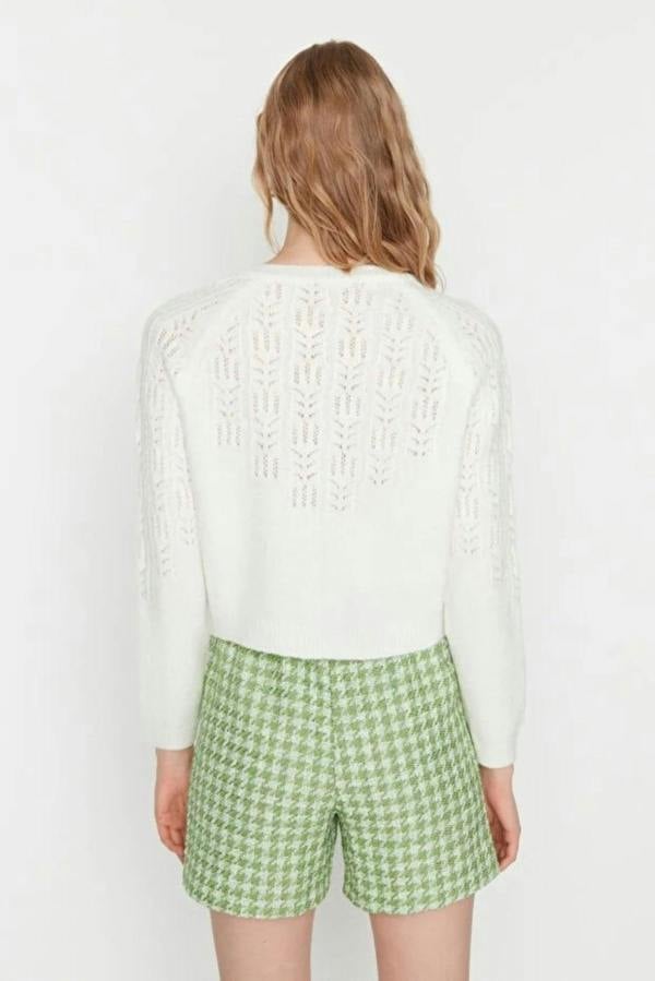 WOVCOR Soft Textured Openwork Knit Cardigan