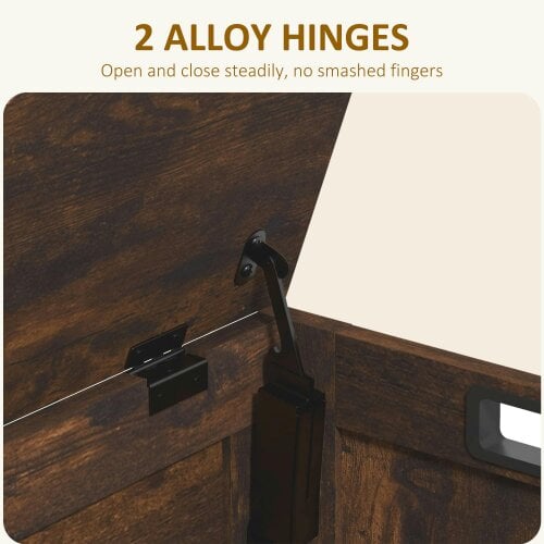 Wyld Haus Vesoka Sake Rustic Brown Wooden Storage Chest With Safety Hinges 76 x 40 x 48 cm
