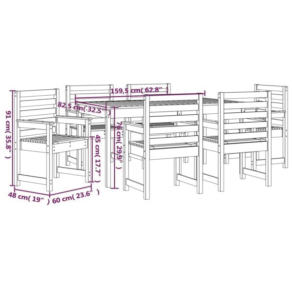 Berkfield 7 Piece Garden Dining Set Solid Wood Douglas