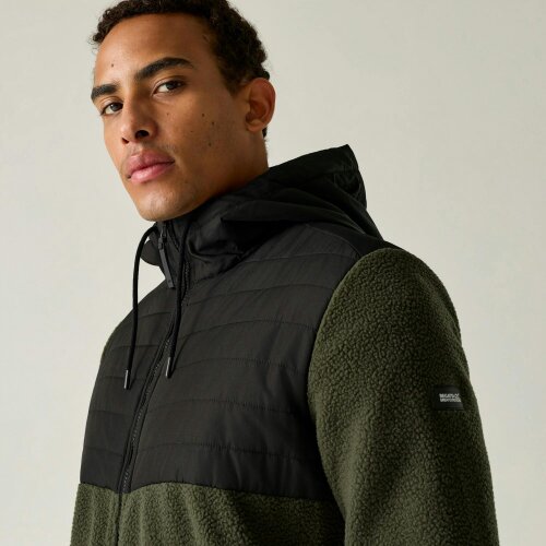 Regatta Mens Frankie Two Tone Borg Fleece Hybrid Jacket - Dark Khaki/Black