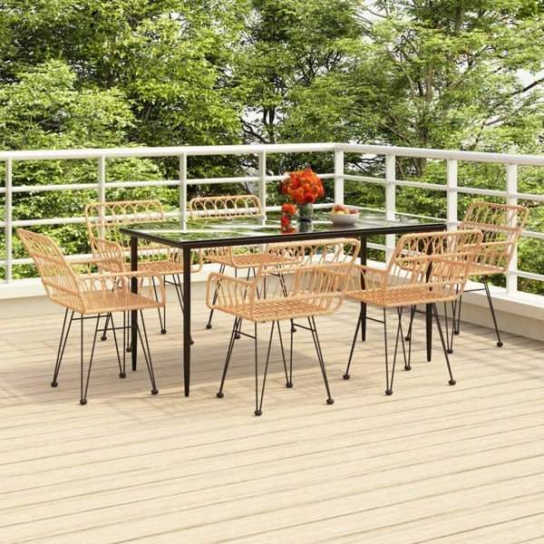 Berkfield 7 Piece Garden Dining Set Poly Rattan