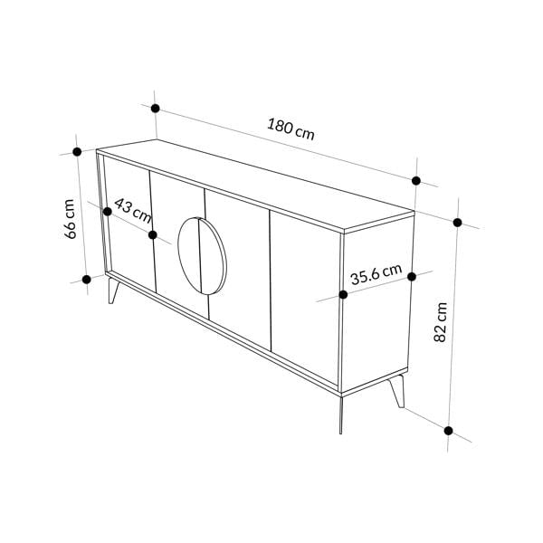 Decortie Gora Particleboard 4 Door Sideboard with Metal Legs (W) 180cm