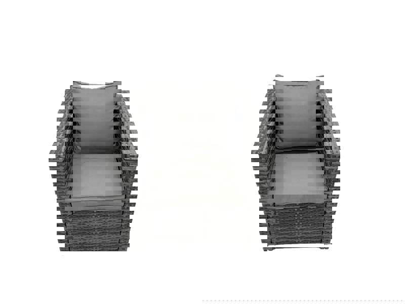 Fimous Rattan Dining Table Sofa Set with Armchair Side Table 2 Big Footstools Outdoor 10 Seat Garden Furniture Set Dark Grey Mixed