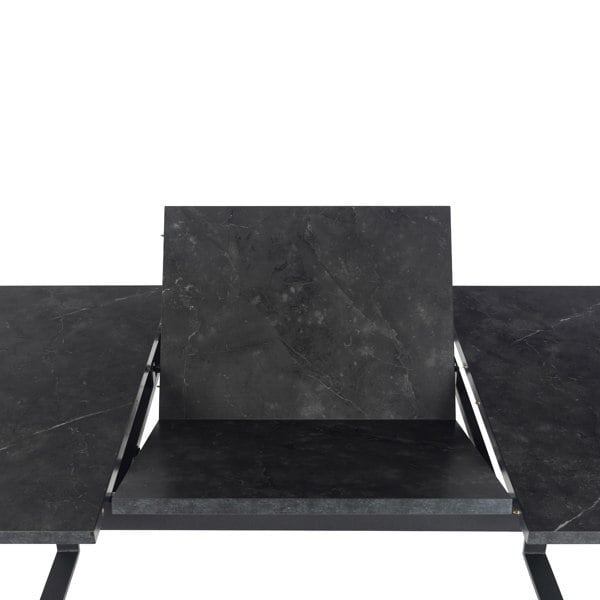 Furniture To Go Amble Extending Dining Table with Black Marble Melamine Top & Black Legs 160-220