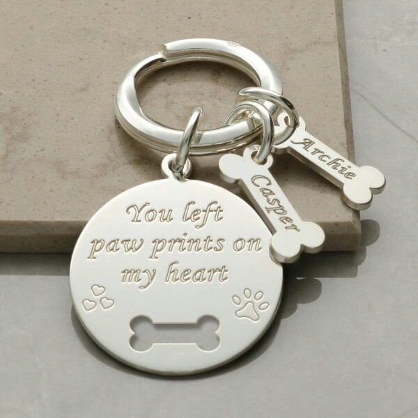 Christopher James of London Sterling Silver Personalised Keyring For Dog Lovers