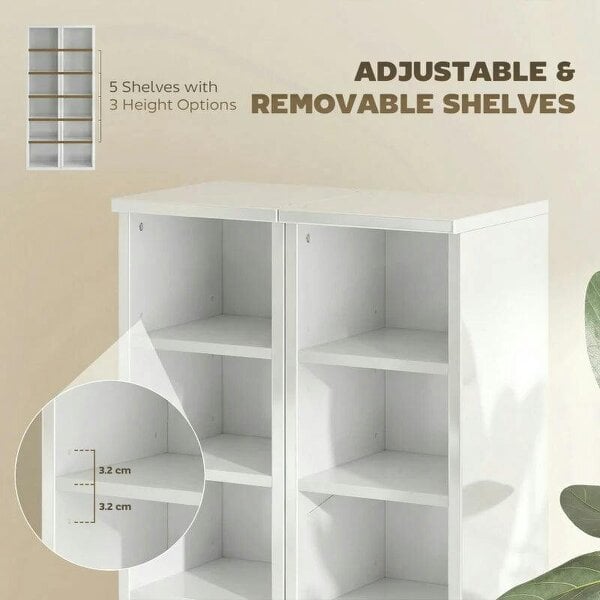 Bobobiy Set of 2 CD Media Display Shelf Unit Tower Rack with Adjustable Shelves, High Gloss White