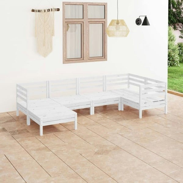 Berkfield 6 Piece Garden Lounge Set Solid Wood Pine White