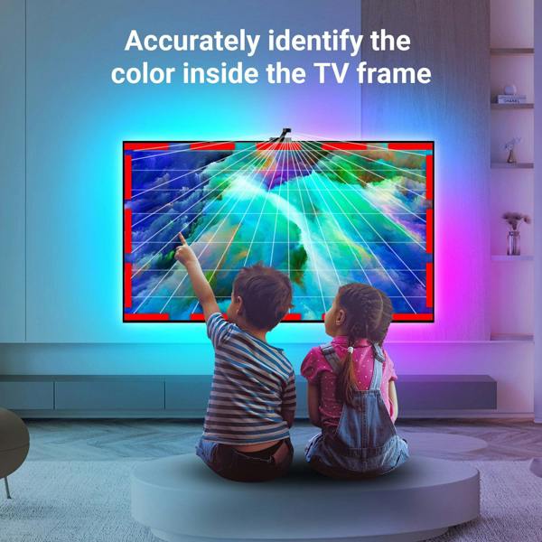 ENER-J RGBIC LED TV Backlight with Camera, 3.8m Smart LED Strip for 55-65 Inch TVs, WiFi & Bluetooth, Alexa Compatible, Music Sync