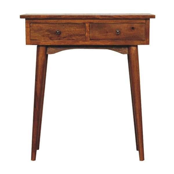 Wyld Haus Olbia Mini Chestnut Mango Wood Hallway Console Table 2 Drawers