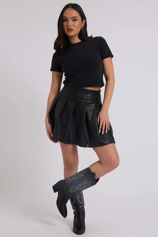 Urban Bliss PU Pleated Mini Skirt