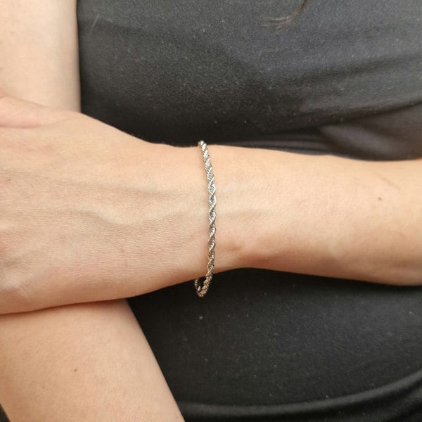 Rope Chain Shiny Silver Minimalist Elegant Bracelet