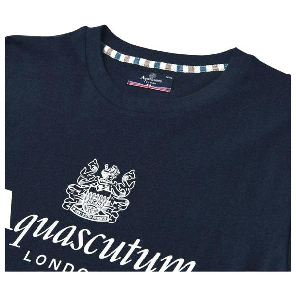 Aquascutum Mens Bordeaux Big Logo T-Shirt - Navy Blue - 