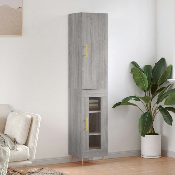 Berkfield Highboard Grey Sonoma 34.5x34x180 cm Engineered Wood