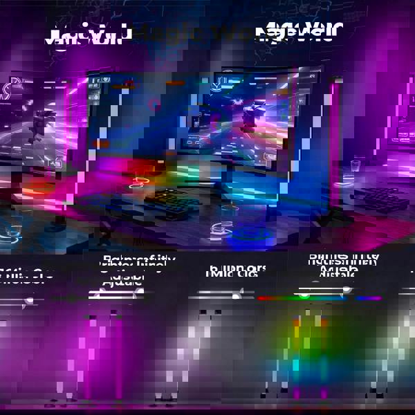 Emitto 2x Smart RGB LED Light Bars Game Ambient Lamps Color Changing Music Timer