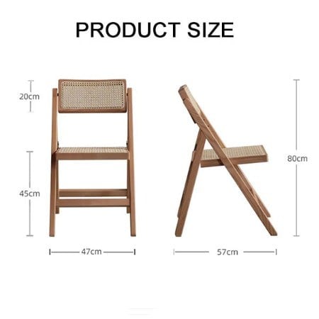 Silvia Foldable Rattan Dining Chair, Ash Wood-Rit Concept-Rit Concept