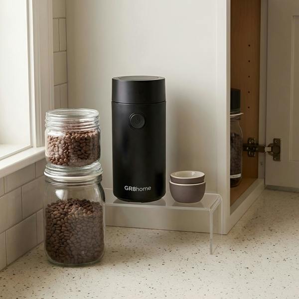 Gr8 Home Electric Coffee Bean Spice Herb Grinder Chopper 150W 60g Matte Black UK Plug