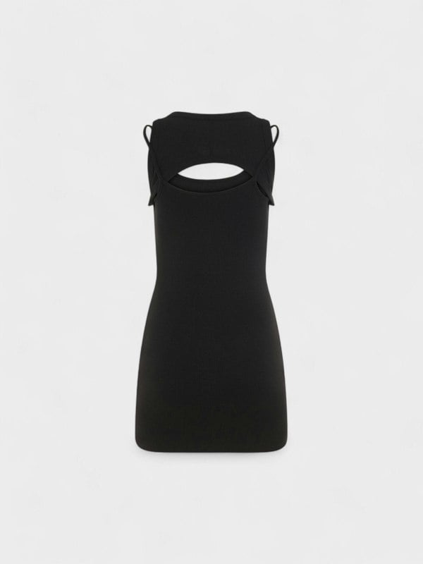 Off - White Off Stamp Rib Round Mini Dress Black - Supplied FashionOff White