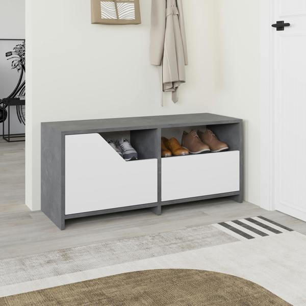 Decortie Modern Nexus Shoe Cabinet 105(W) 2-Door Storage and Open Shelf Space Saver Engineered Wood Hallway