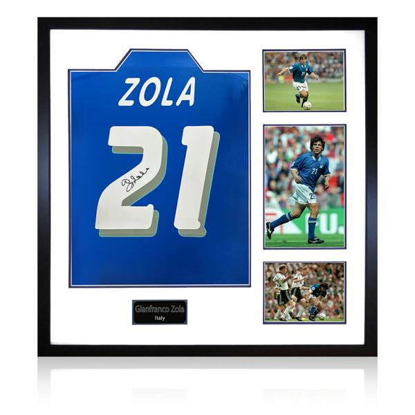 Gianfranco Zola Signed Italy Shirt Elite Frame