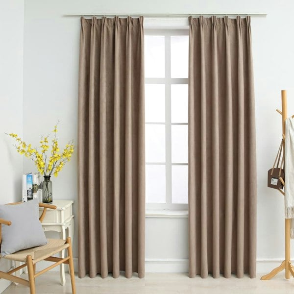 Berkfield Blackout Curtains with Hooks 2 pcs Taupe 140x225 cm