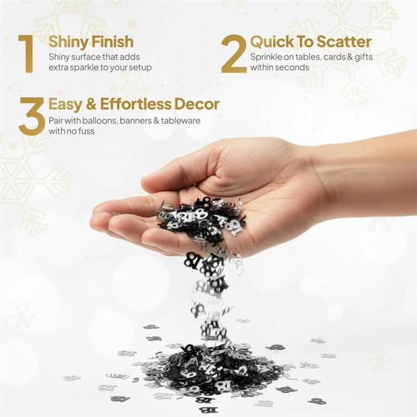 18th Birthday Black & Silver Metallic Confetti Table Decoration Range, 1 Pack to 4 Pack image 6
