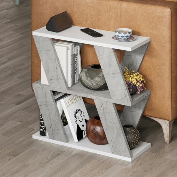 Decortie Lazena Modern 3-Tier Side Table, Slim Particleboard End Table H55.4cm