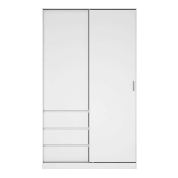 Wyld Haus Budapest White Wooden Wardrobe 2 Doors 3 Drawers