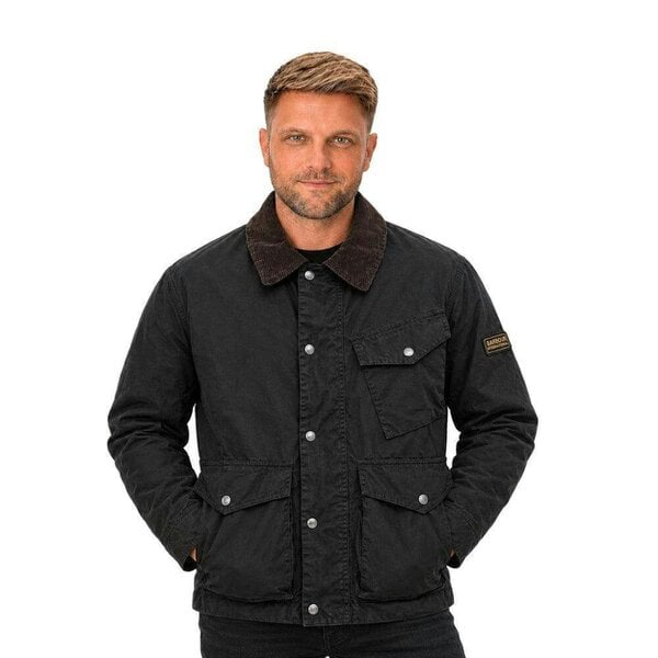 Barbour International Winter Drifter Washed Waxed Jacket Black