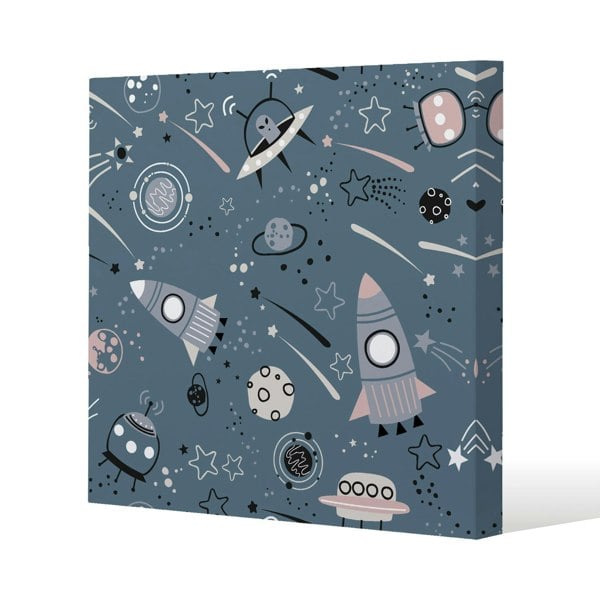 Benjamin Tate Design Spaceships and planets with stars (Canvas Print)