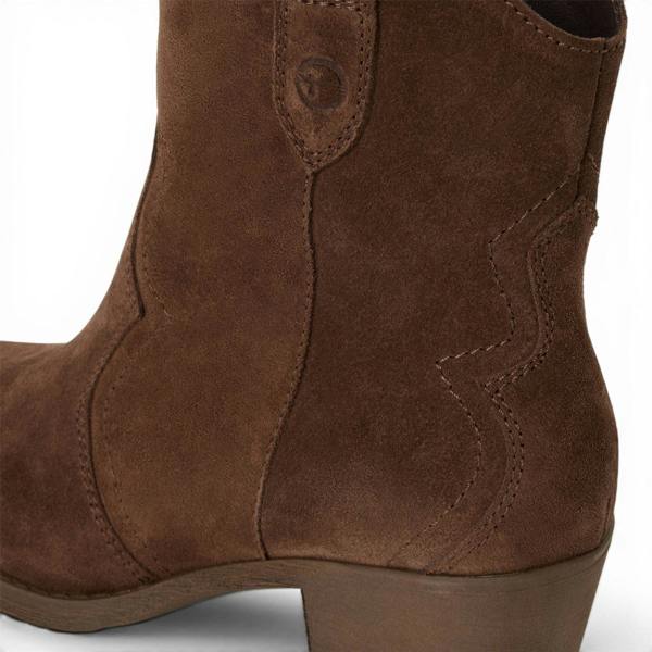 Tamaris Women’s Brown Suede Leather Cowboy Western Ankle Boots - 25702-41