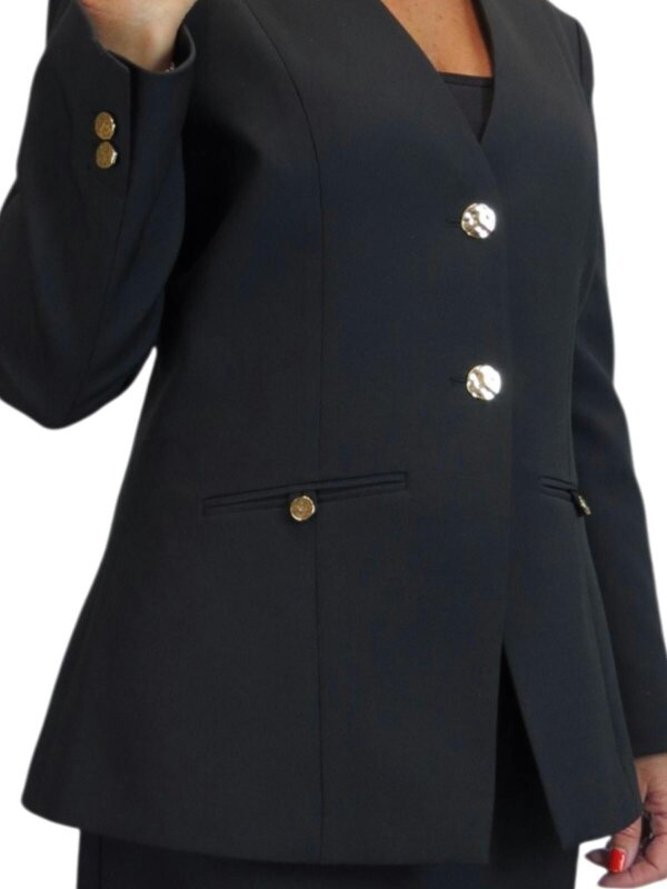 Paulo Due Women's 2 Piece V Neck Skirt Suit