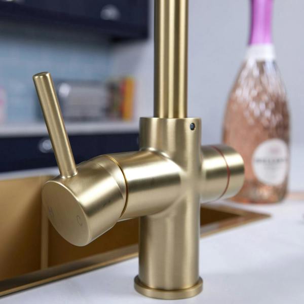 Impromta 3 in 1 Biometric Swan Neck Boiling Water Tap | Brushed Brass Finish
