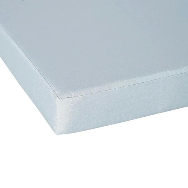 Grey cushion with double-stitched seams and neat corner piping