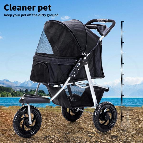 Skylos Pet Stroller Pram Dog Carrier Trailer Strollers 3 Wheels Foldable Large