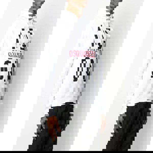 Dsquared Big Icon Printed logo Hoodie   in  White