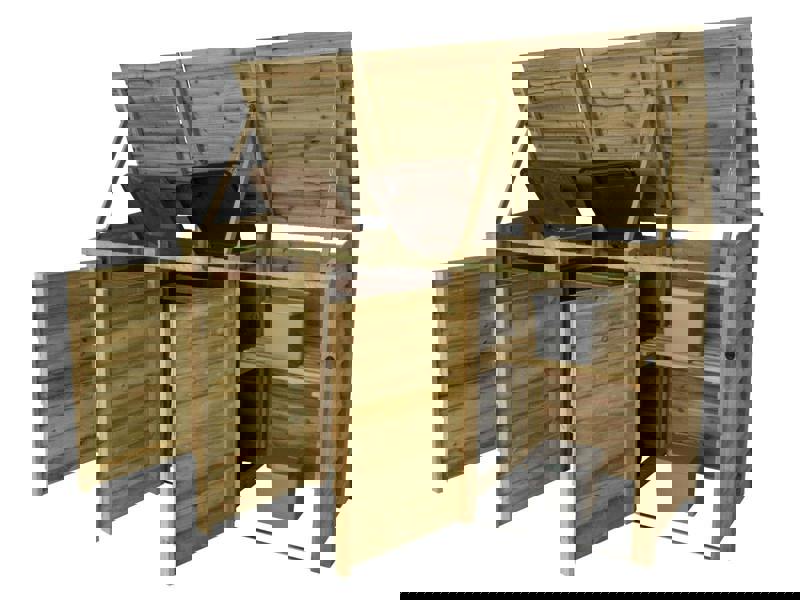 Arbor Garden Solutions Wooden Wheelie Bin Store, Natural Finish