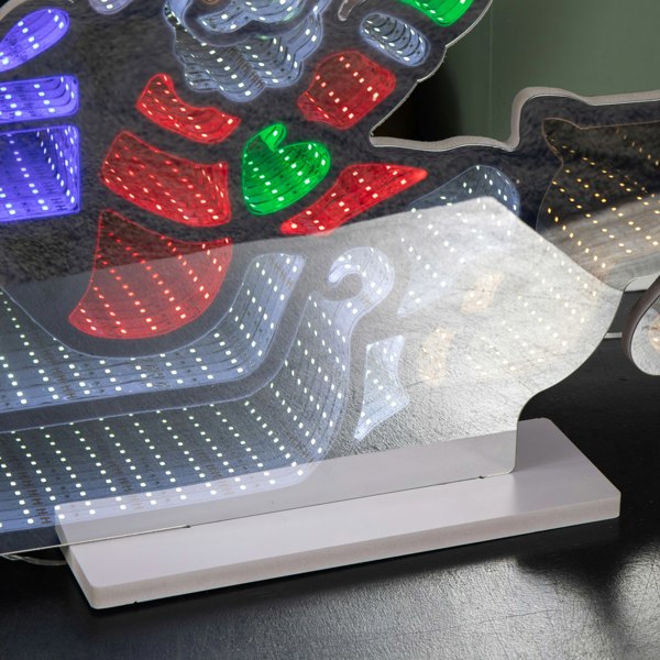 Samuel Alexander 60cm Light up Santa in Sleigh with Present Christmas Infinity Mirror with Multi-Coloured LEDs