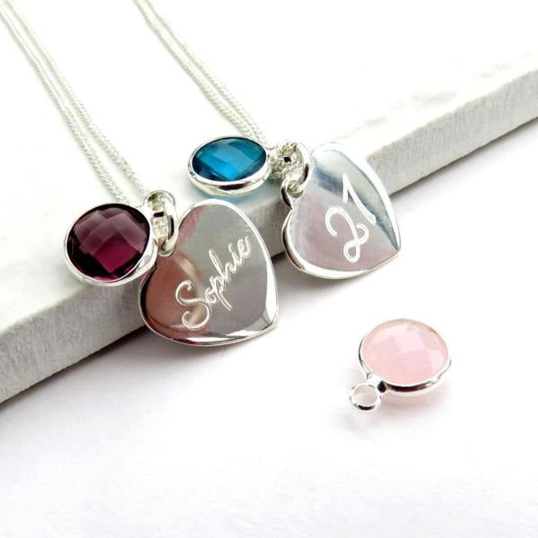 Aye Do Gifts Personalised Script Heart Necklace & Birthstone